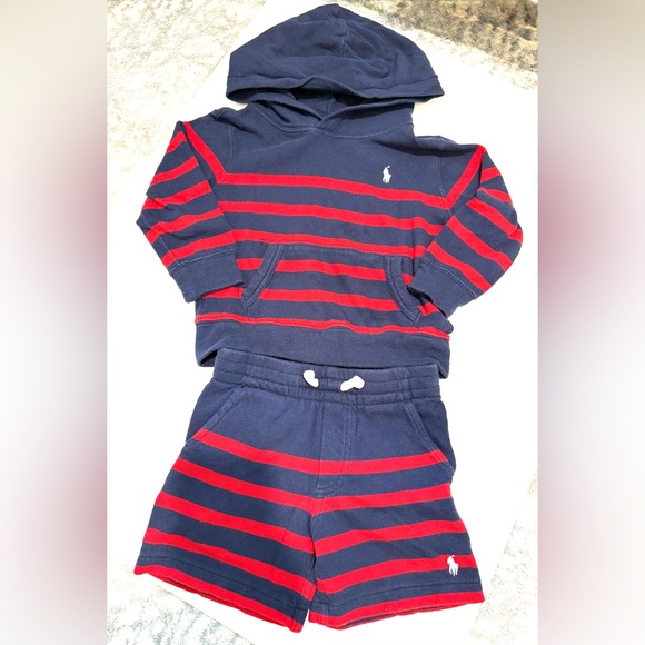 Polo by Ralph Lauren 2T Kids Sweatshirt and Shorts Set - Navy and Red - Picture 1 of 7